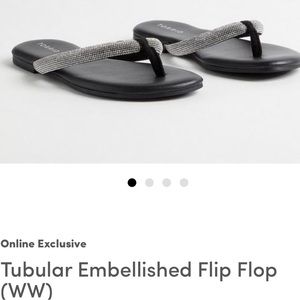 torrid Black Flip Flop Sandals with Silver Embellished Straps